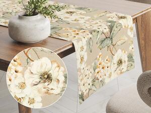Biante Dekorační běhoun na stůl PML-106 Malované květy na béžovém 45x160 cm