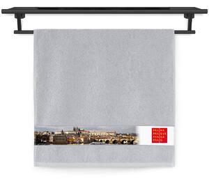 Ručník Veba NORA tisk Město Praha Hradčany světle šedá Velikost: 50x100 cm