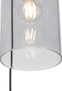 Moderní závěsná lampa mosazná s kouřovým sklem 3-světlo - Vidra