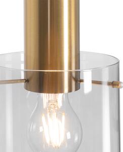 Moderní závěsná lampa mosazná s kouřovým sklem 3-světlo - Vidra