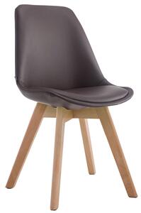 Židle Manado ~ koženka, dřevené nohy natura - Hnědá