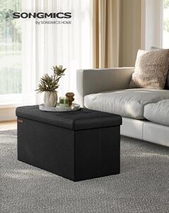 SONGMICS Taburet s úložným prostorem nosnost 300 kg 89 l 76 x 38 x 38 cm černá