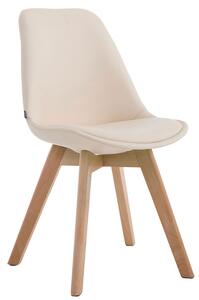 Židle Manado ~ koženka, dřevené nohy natura - Krémová