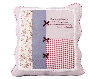 Povlak na polštář provence patchwork mašle červený lem 45x45cm