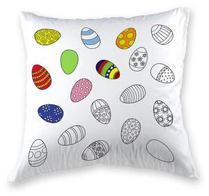 Povlak na polštář k vymalování Veba GOLA tisk Veselé Velikonoce – vybarvi si jarní radost / voskovky Velikost: 40x40 cm