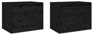 Nástěnné skříňky 2 ks černé 45x30x35 cm masivní borové dřevo