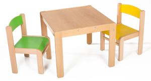 Hajdalánek Dětský stolek LUCAS + židličky LUCA (žlutá, zelená) LUCASLUCAZEZL