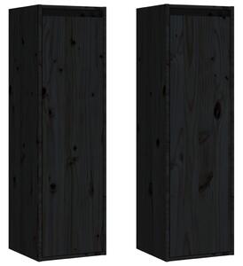 Nástěnné skříňky 2 ks černé 30 x 30 x 100 cm masivní borovice