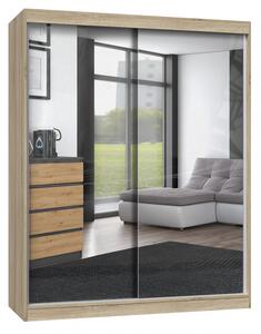 Šatní skříň 160 cm se zrcadlem RANNO 6 - dub sonoma