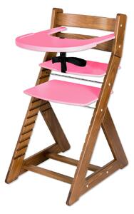 Hajdalánek Rostoucí židle ELA - velký pultík (dub tmavý, růžová) ELADUBTMAVYRUZOVA