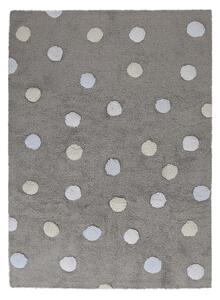 Lorena Canals, Přírodní koberec, ručně tkaný Tricolor Polka Dots Grey-Blue, 120x160, šedá, dětský pokoj