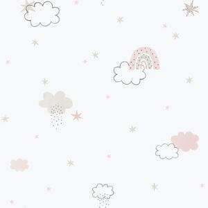 Dětská vliesová tapeta na zeď, růžová, mráčky, 288-1, Enzo, ICH Wallcoverings