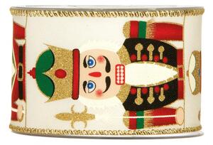 Široká vánoční látková stuha Louskáček 6,3 cm x 10 metrů