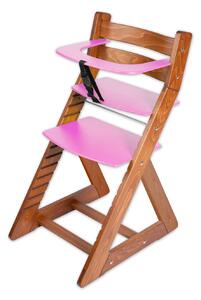 Hajdalánek Rostoucí židle ANETA - malý pultík (dub tmavý, růžová) ANETADUBTMAVYRUZOVA