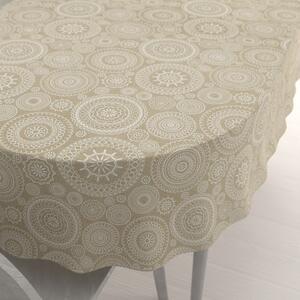 Biante Dekorační oválný ubrus Leona LN-170 Bílé mandaly na režném 60x100 cm