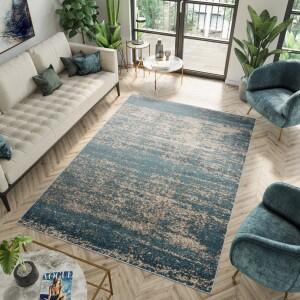 Makro Abra Moderní kusový koberec SPRING H171A Tyrkysový modrý béžový Rozměr: 60x200 cm