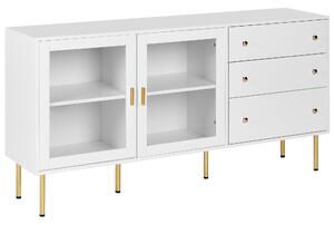 Prosklená komoda MILORA 160 cm Bílá