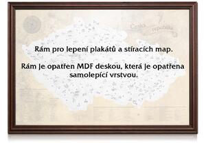 Tmavě hnědý rám rustikální pro lepení např. stírací mapy a plakáty