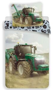 Jerry Fabrics Povlečení Traktor - Bílá / zelená | 140 x 200 cm / 70 x 90 cm