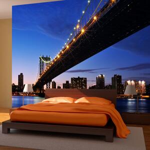 Fototapeta - Manhattan Bridge osvětlený v noci 200x154