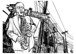 Fototapeta - Saxofonový recitál na Broadwayi 250x193 + zdarma lepidlo