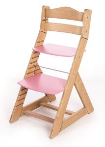 Hajdalánek Rostoucí židle MAJA - opěrka do kulata (dub světlý, růžová) MAJADUBSVERUZOVA