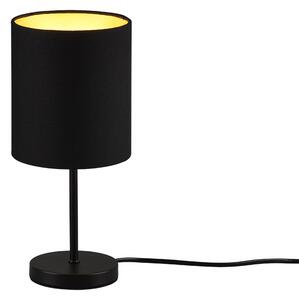 Trio Leuchten R50491080 JERRY - Moderní stolní lampička černo zlaté barvě 1 x E14, 28cm (Stolní černá lampička s vypínačem na kabelu)