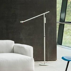 HAY LED stojací lampa Hay Fifty-Fifty, šedá, výška 135 cm, stmívatelné, stmívatelný, Hliník / šedá / zinek, Obývací pokoj / jídelna, Hliník, Design