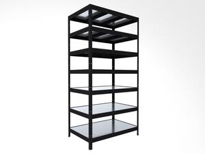 Kovový regál Biedrax 35 x 90 x 210 cm, černý, 7 polic plech zinek, nosnost 150 kg na polici