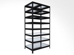 Kovový regál Biedrax 35 x 60 x 210 cm, černý, 8 polic plech zinek, nosnost 150 kg na polici