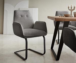 DELIFE Jídelní židle Zoa-Flex konzolová podnož plochá černá bouclé šedý