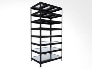Kovový regál Biedrax 50 x 120 x 240 cm, černý, 8 polic plech zinek, nosnost 150 kg na polici