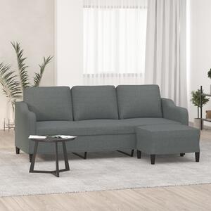 3místná pohovka s podnožkou tmavě šedá 180 cm textil 3201136