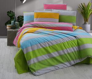 Brotex Povlečení francouzské bavlna 240x200,70x90 Rainbow color Motiv: moderní, Rozměr polštáře: 70x90, Zapínání: zipový uzávěr, nitěný knoflík, Výběr zapínání:: zipový uzávěr, Materiál: bavlna, Rozměr: 240x200, Barva: zelená