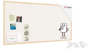 Textilní (plstěná) tabule 120 × 60 cm, bílá, v lakovaném dřevěném rámu, TFWHITE126W