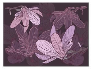 Fototapeta - Fialové květy - kresba II 200x154 + zdarma lepidlo