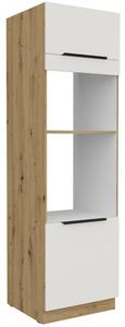 Skříň na vestavné spotřebiče LUNARA - šířka 60 cm, bílá / dub artisan