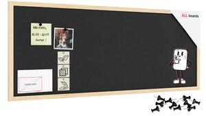 Textilní (plstěná) tabule 100 × 40 cm, šedá, v lakovaném dřevěném rámu, TFGREY104G