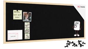 Textilní (plstěná) tabule 100 × 40 cm, černá, v lakovaném dřevěném rámu, TFBLACK104BK