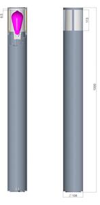 Světlo na cestu Facado II, výška 100 cm, kulaté, tmavě šedé/opálové