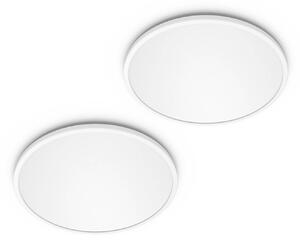 Philips LED SuperSlim, sada 2 ks, bílá, IP44, Ø 30 cm, 700 K, stmívatelný, Bílá / opál, Pracovna / kancelář, Plast, Moderní