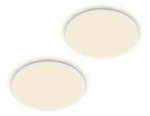 Philips LED stropní svítidlo SuperSlim, sada 2 ks, IP44, Ø 25 cm, 4 000 K, stmívatelný, Bílá / opál, Pracovna / kancelář, Plast, Moderní