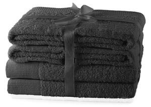AmeliaHome - Sada bavlněných ručníků tmavě šedá hladké AMARI-2*70x140+ 4*50x100