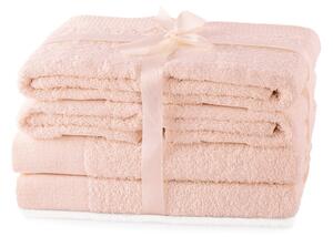 AmeliaHome - Sada bavlněných ručníků Pudrově růžová hladké AMARI