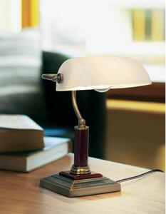 Brilliant 92679/31 Stolní stylová lampa BANKIR PATINA, tmavé dřevo