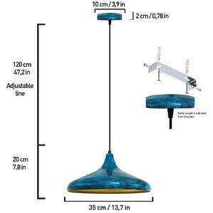 ROYALTECH Závěsné svítidlo Claus, modrá/zlatá, Ø 35 cm, kov, E27, stmívatelný, Obývací pokoj / jídelna, kov