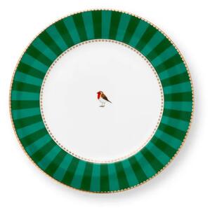Pip Studio Love Birds Stripes talíř Ø21cm, zelený