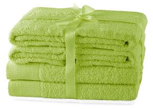 AmeliaHome - Sada bavlněných ručníků hladké Světle zelený AMARI-2*70x140+ 4*50x100
