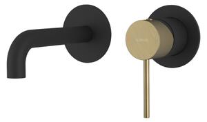 Sapho Sapho, ULTRAMIX 2-prvková podomítková umyvadlová baterie, hubice 16cm, černá mat/zlato mat, UT118BG