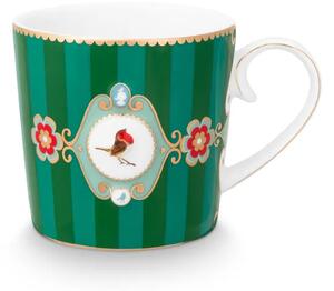 Pip Studio Love Birds Stripes hrnek 165ml, zelený